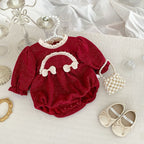 Autumn and Winter Arrival Baby Girls Long Sleeves Ruffle Neck Cozy Onesies Bodysuits-3