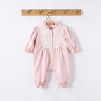 Autumn and Spring Arrival Baby Simple Embroidery Pattern Long Sleeves Rompers-2