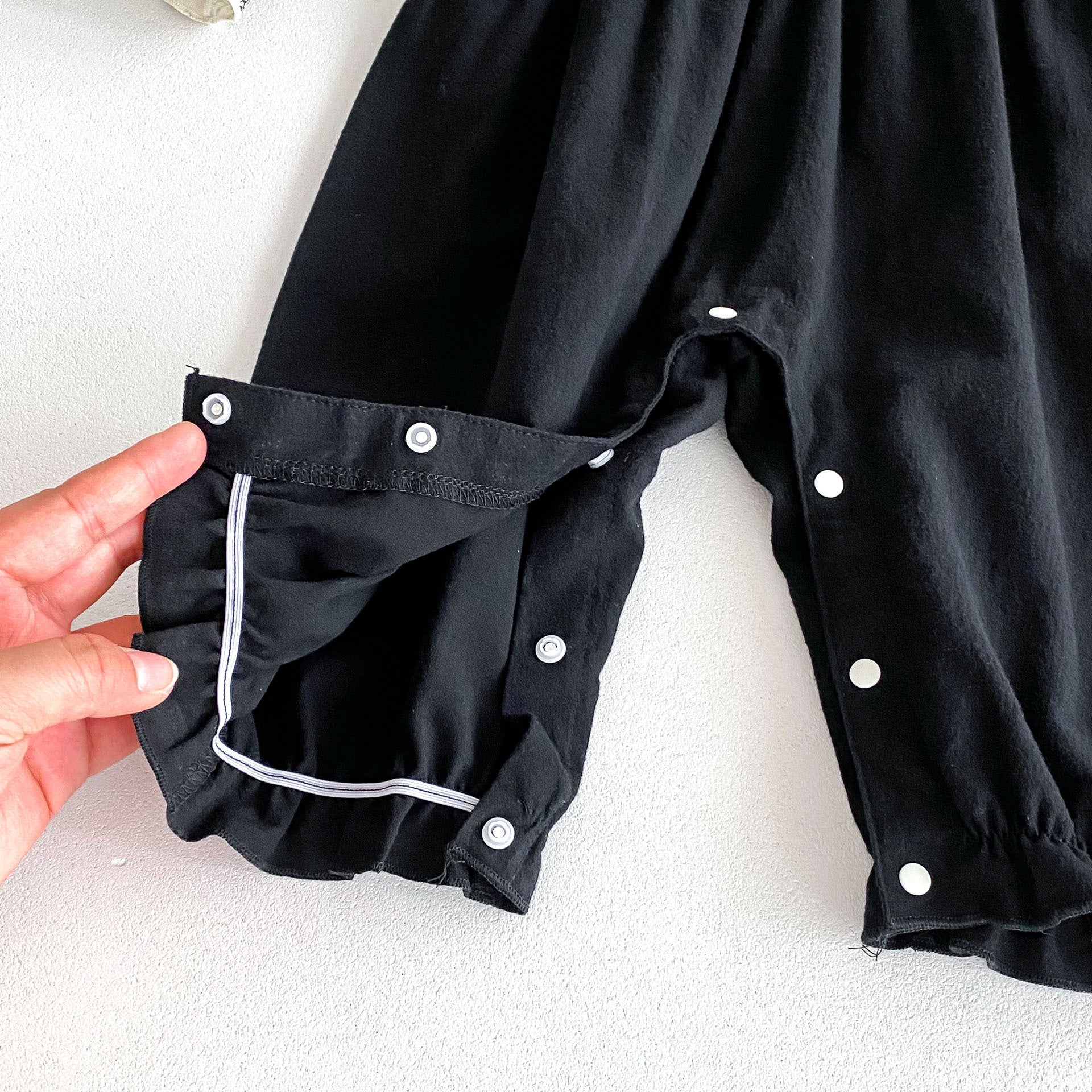 Autumn Arrival Baby Kids Girls Flowers Pattern Long Sleeves Top and Black Overalls Strap Onesies Patchwork Casual Outfits Clothing-3