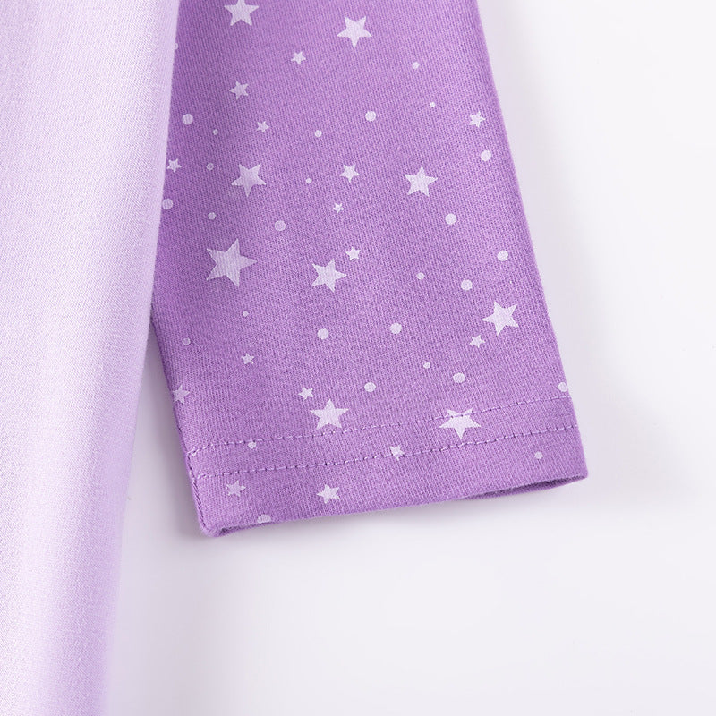 Autumn and Spring Arrival Star and Cartoon Pattern Long Sleeves Dress for Stylish Girls-3