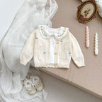 Arrival Baby Girls Comfortable Floral Embroidery Pattern Knitted Long Sleeves Cardigan-4