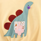 Winter and Autumn Girls Dinosaurs Cartoon Pattern Long Sleeves Sweatshirt and White Pants Clothing Set-3