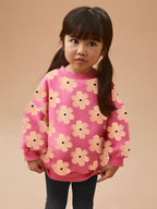 Arrival Spring And Autumn Girls Pretty Flowers Pattern Long Sleeves Top Pullover And Pants Clothing Set-3