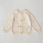 Autumn Arrival Baby Girls Comfortable Flowers Embroidery Pattern Knitted Long Sleeves Cardigan-2