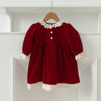 Arrival Autumn Baby Kids Girls Patchwork Lace Trim Long Sleeves Onesies and Dress with Cute Collar – Princess Sister Matching Set-3
