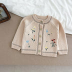 Arrival Baby Girls Comfortable Flowers Embroidery Pattern Knitted Long Sleeves Cardigan-2