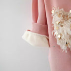 Autumn and Winter Arrival Girls Fleece Comfortable Long Sleeves Sequin Wing Decorated Top Cute Sweater-3