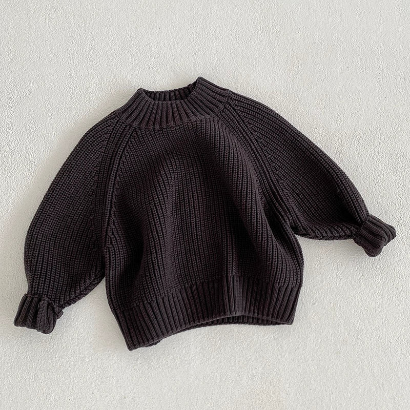 Autumn Arrival Baby Kids Unisex Comfortable Solid Color Knitted Long Sleeves Sweater with Turtleneck-2