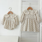 Arrival Spring Baby Kids Girls Long Sleeves Floral Print Onesies and Dress – Princess Sister Matching Set-2