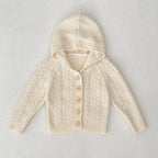 Autumn Arrival Baby Girls Comfortable Solid Color Knitted Long Sleeves Cardigan with Hood-1