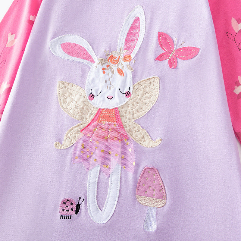 Autumn and Spring Arrival Tulle Decorated Fairy Cartoon Pattern Long Sleeves Dress for Stylish Girls-3