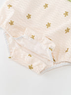 Autumn Arrival Baby Girls Flowers Pattern Long Sleeves Lace Patchwork Onesies with Hat-4