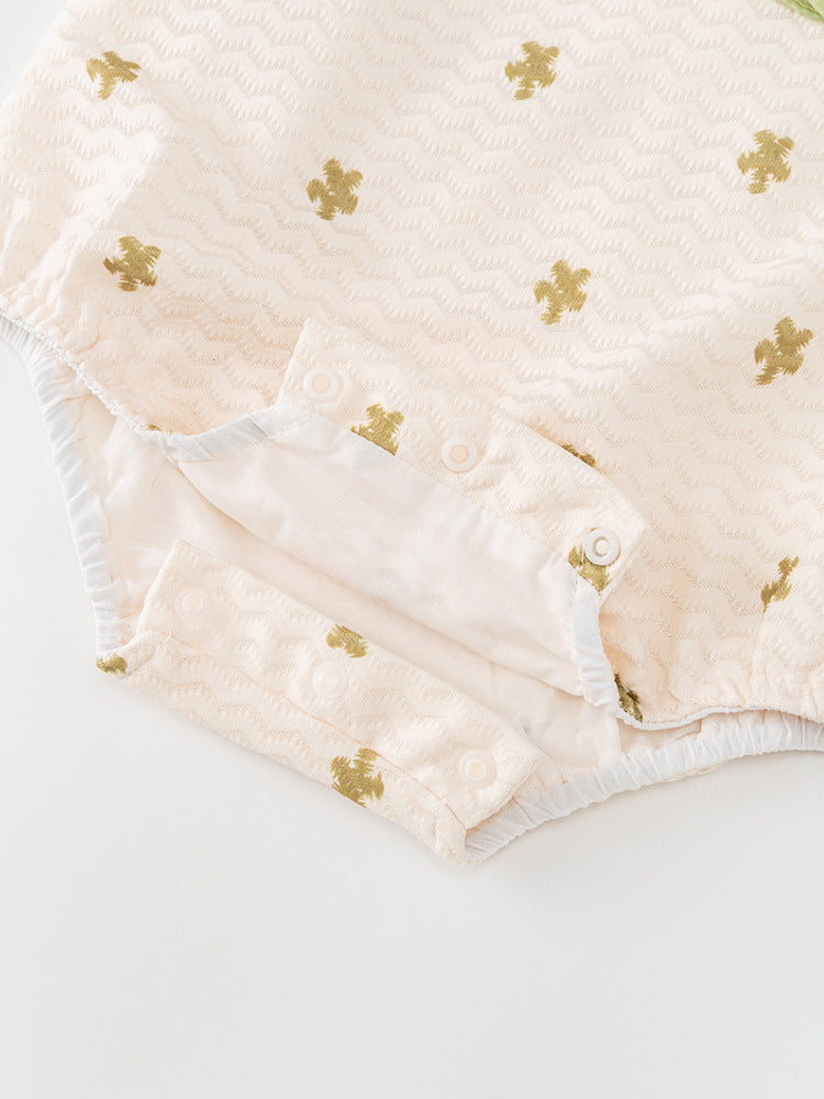 Autumn Arrival Baby Girls Flowers Pattern Long Sleeves Lace Patchwork Onesies with Hat-4