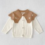 Autumn Arrival Baby Girls Comfortable Butterfly-bows Decorated Knitted Jacquard Long Sleeves Cardigan-1