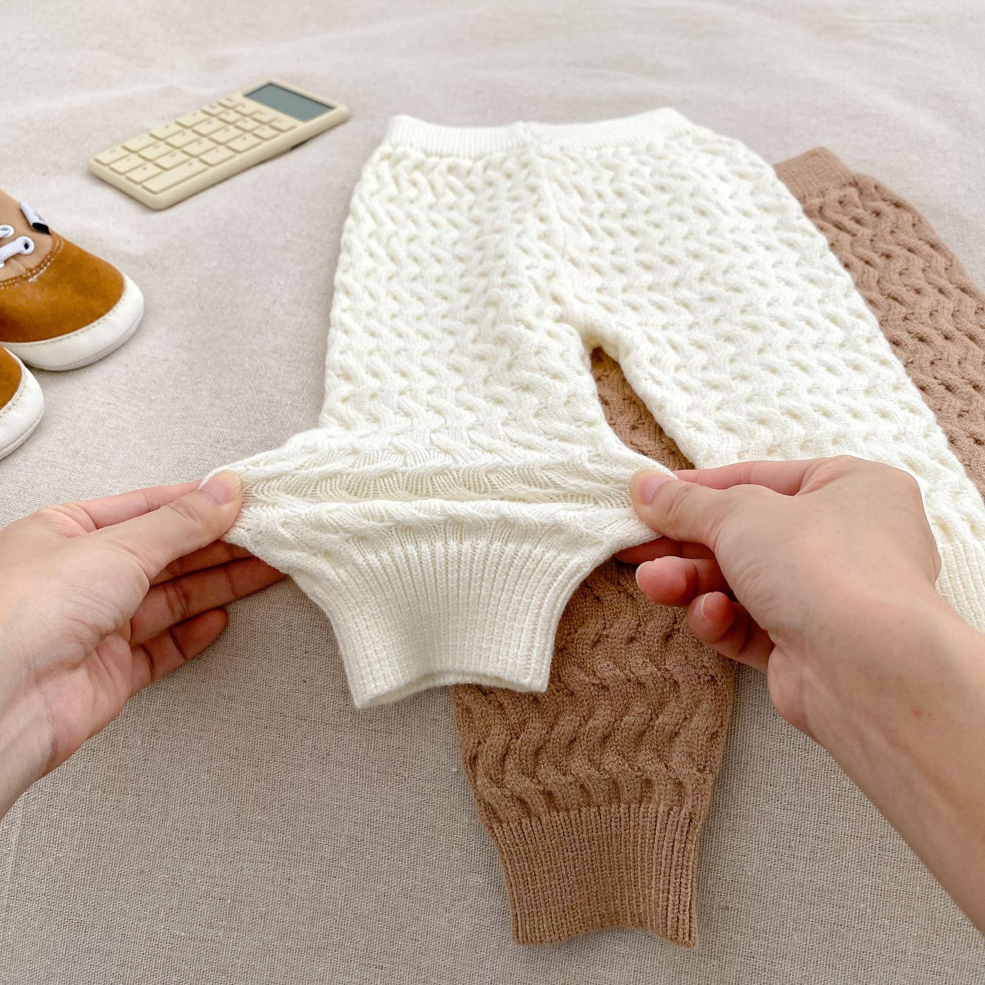 Arrival Autumn Baby Kids Unisex Long Sleeves Striped Knitted Cardigan and Long Trousers – Clothing Set-4