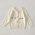 Autumn Arrival Baby Girls Comfortable Flowers Pattern Knitted Long Sleeves Cardigan-4