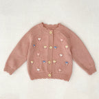 Autumn Arrival Baby Girls Comfortable Flowers Embroidery Pattern Knitted Long Sleeves Cardigan-3