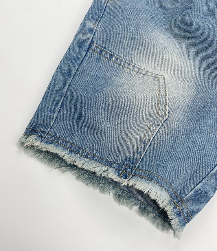 Arrival Summer Unisex Street Fashion Cool and Casual Washed Denim Shorts-4