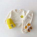 Baby Girls Smile Face With Letter Smile Top Combo Long Pants In Spring Autumn-4