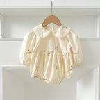 Arrival Autumn Baby Kids Girls Long Sleeves Daisy Floral Embroidery Pattern French Collar Onesies and Dress – Princess Sister Matching Set-3