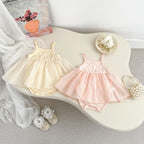 Arrival Summer Girls Short Sleeves Solid Color Top Little Coat and Embroidered Tulle Sleeveless Onesies Dress Set Clothing Set-4