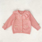 Autumn Arrival Baby Girls Comfortable Butterfly-bows Pattern Knitted Long Sleeves Cardigan-2