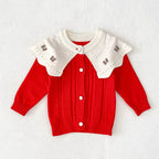 Autumn Arrival Baby Girls Comfortable Butterfly-bows Decorated Knitted Jacquard Long Sleeves Cardigan-2
