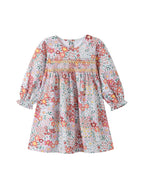Arrival Autumn Girls Floral Pattern Long Sleeves Crew Neck Dress-4