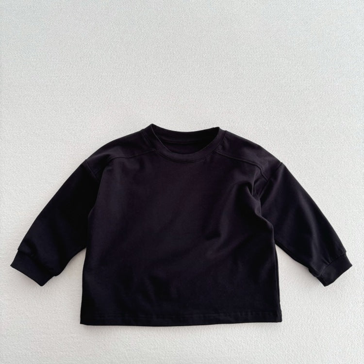 Arrival Kids Unisex Soft Comfortable Long Sleeves Solid Color Top Casual T-shirt-4