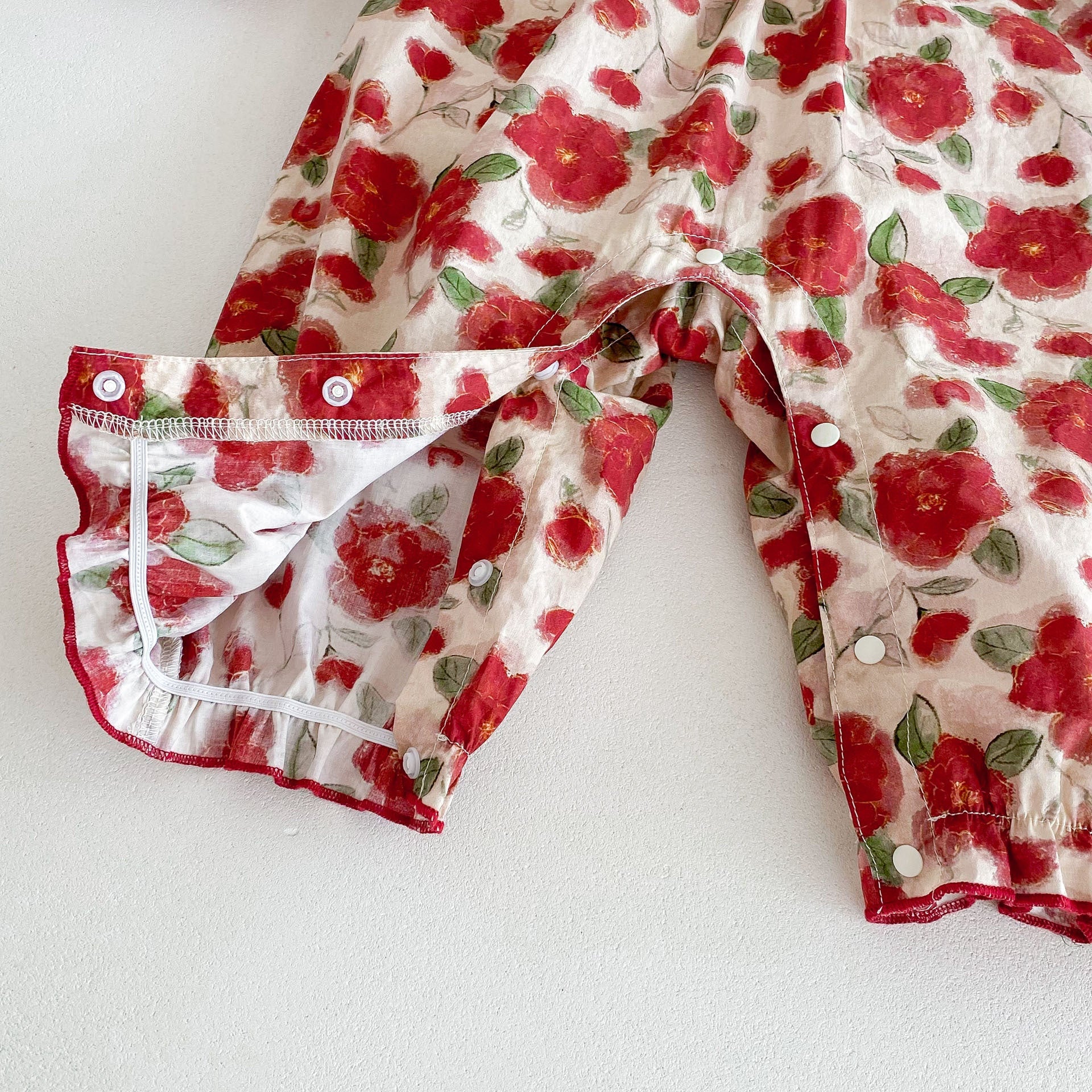 Autumn Arrival Baby Girls Long Sleeves Floral Print Romper Bodysuits-4