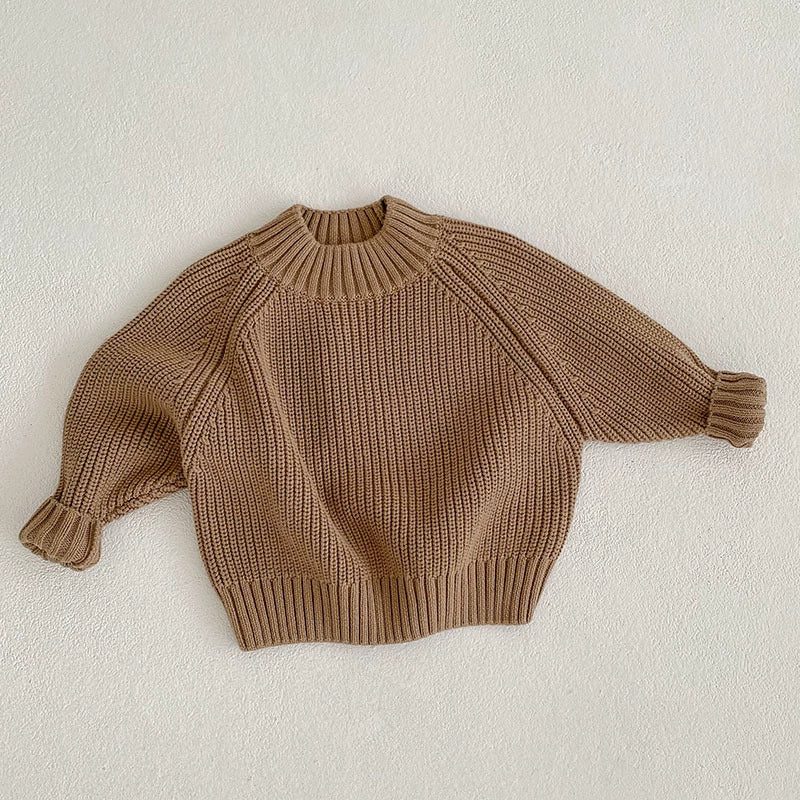 Autumn Arrival Baby Kids Unisex Comfortable Solid Color Knitted Long Sleeves Sweater with Turtleneck-3