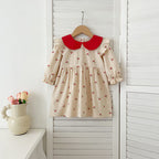 Arrival Autumn Baby Kids Girls Long Sleeves Cherry Pattern Peter Pan Collar Onesies and Dress – Princess Sister Matching Set-4