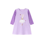 Autumn and Spring Arrival Star and Cartoon Pattern Long Sleeves Dress for Stylish Girls-4