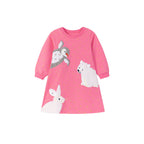 Autumn and Spring Arrival Stars and Animals Cartoon Pattern Long Sleeves Dress for Stylish Girls-4
