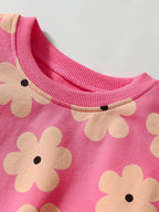 Arrival Spring And Autumn Girls Pretty Flowers Pattern Long Sleeves Top Pullover And Pants Clothing Set-4