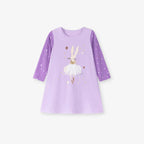 Autumn and Spring Arrival Star and Cartoon Pattern Long Sleeves Dress for Stylish Girls-0