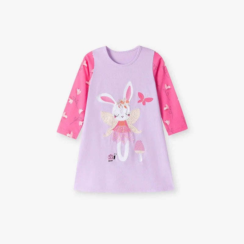 Autumn and Spring Arrival Tulle Decorated Fairy Cartoon Pattern Long Sleeves Dress for Stylish Girls-0