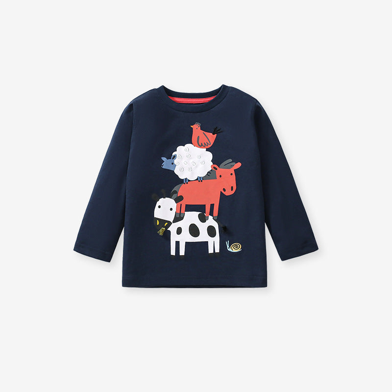 Arrival Autumn Kids’ Animals Cartoon Pattern Print Long Sleeves T-Shirt In European And American Style-4