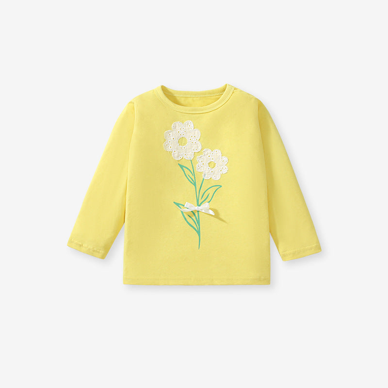 Arrival Autumn Girls’ Cute Flowers Pattern Long Sleeves T-Shirt In European And American Style For Summe-1