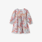Arrival Autumn Girls Floral Pattern Long Sleeves Crew Neck Dress-0