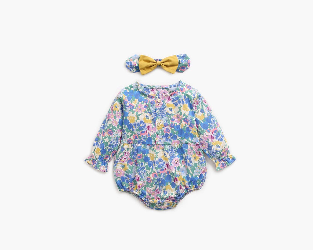 Baby Girl 1pcs Flower Pattern Long Sleeved Fashion Hot Selling Bodysuit Onesies & Headband-5
