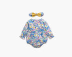 Baby Girl 1pcs Flower Pattern Long Sleeved Fashion Hot Selling Bodysuit Onesies & Headband-5