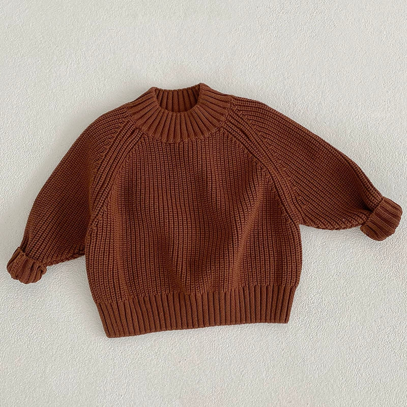 Autumn Arrival Baby Kids Unisex Comfortable Solid Color Knitted Long Sleeves Sweater with Turtleneck-1