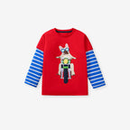 Arrival Autumn Boys’ Patchwork Long Sleeves Cartoon Pattern T-Shirt In European And American Style For Summer-1
