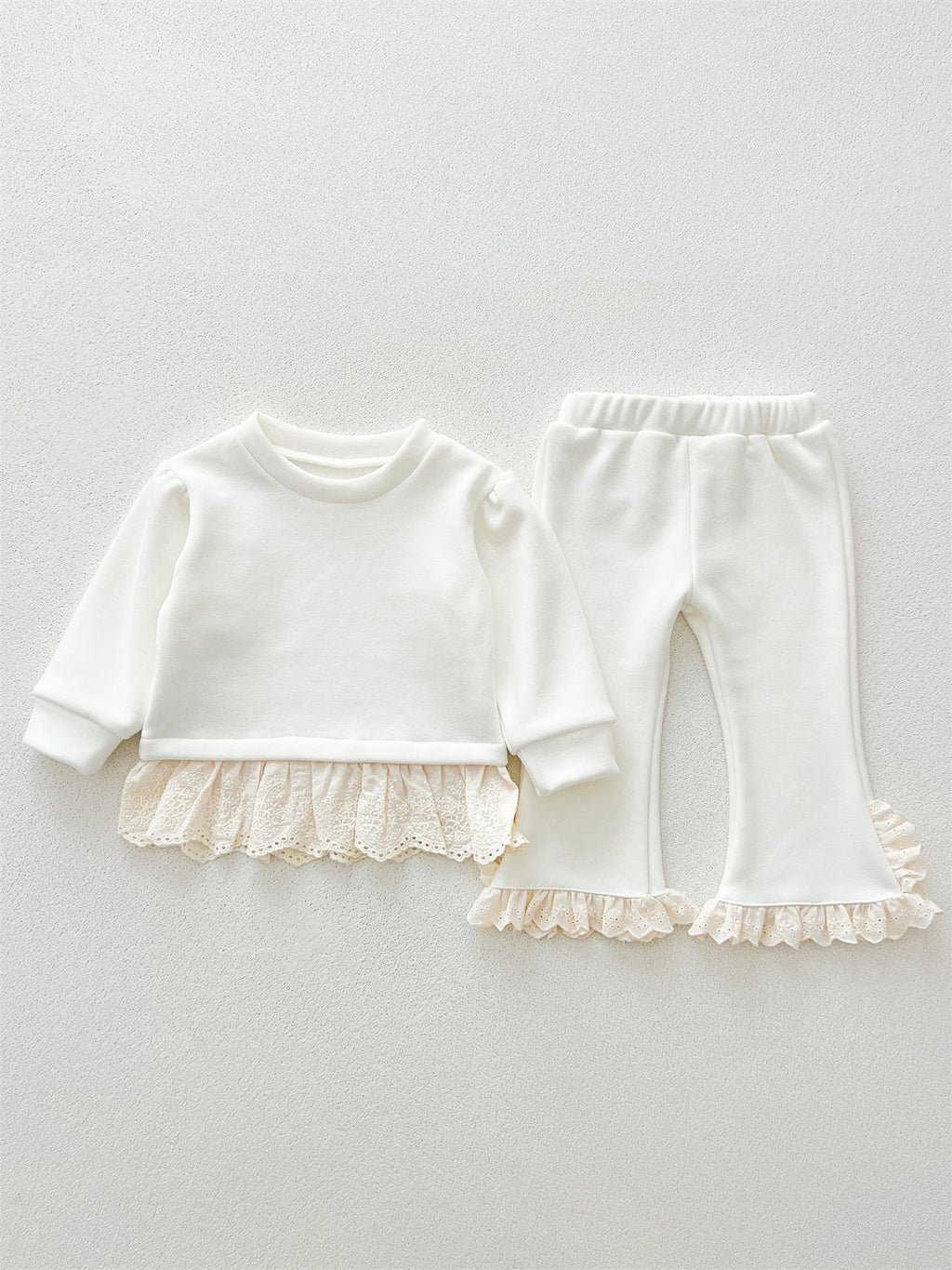 Arrival Autumn Baby Girls Long Sleeves Patchwork Design Fleece-lined Top and Bottom Set – Clothing Set-1