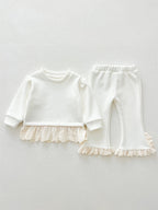 Arrival Autumn Baby Girls Long Sleeves Patchwork Design Fleece-lined Top and Bottom Set – Clothing Set-1