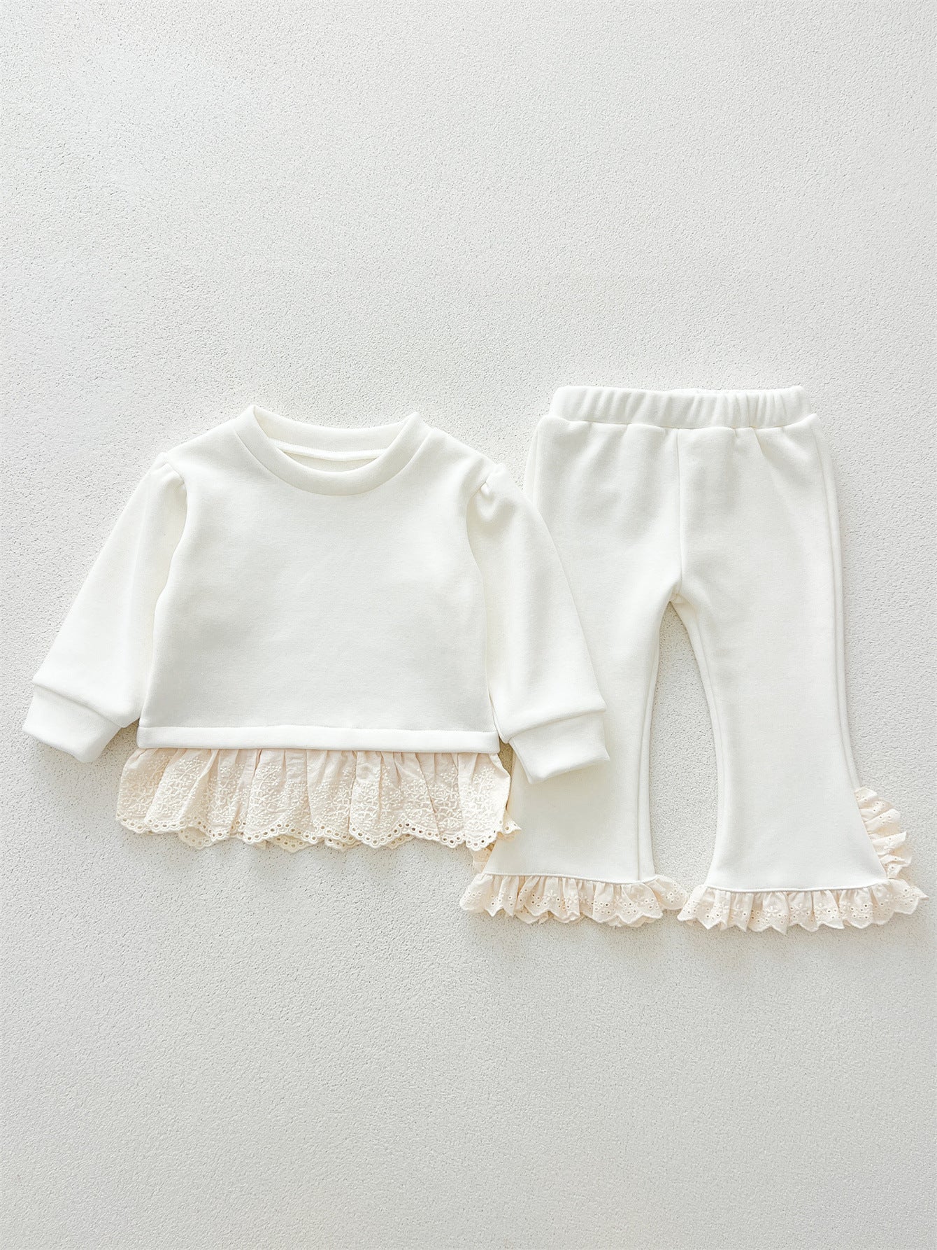 Arrival Autumn Baby Girls Long Sleeves Patchwork Design Fleece-lined Top and Bottom Set – Clothing Set-1