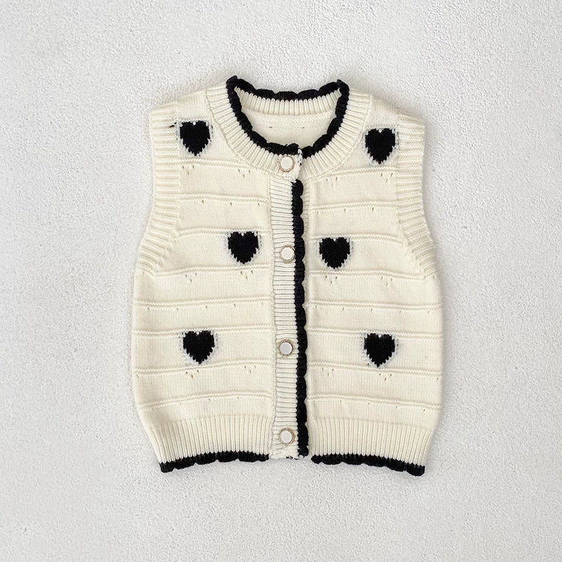 Autumn Arrival Baby Unisex Comfortable Hearts Pattern Knitted Sleeveless Vest-1