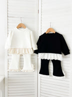 Arrival Autumn Baby Girls Long Sleeves Patchwork Design Fleece-lined Top and Bottom Set – Clothing Set-0