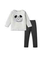 Arrival Spring And Autumn Boys Casual Cartoon Dog Long Sleeves Top Striped T-Shirt And Pants Clothing Set-0